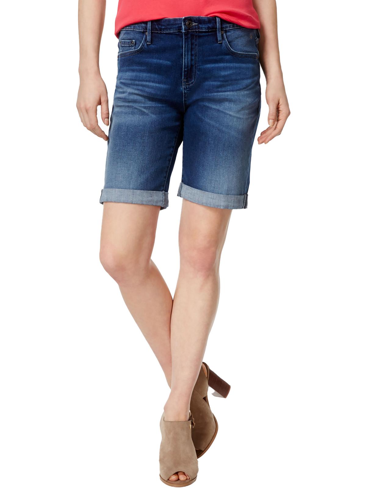Tommy Hilfiger Womens Denim Cuffed Bermuda Shorts